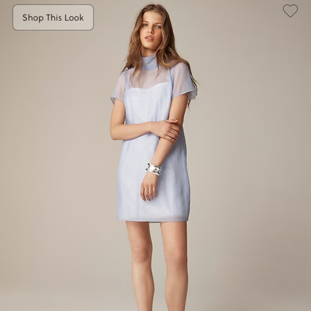 J Crew Collection Bow Tie Slip Dress Organza Dusk Blue Size 2 Like New